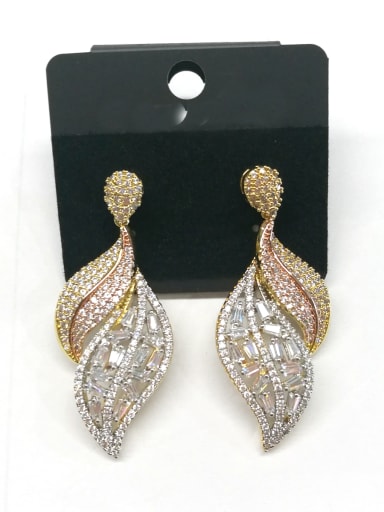 GODKI Luxury Women Wedding Dubai Copper With Mix  Plated Fashion Leaf Earrings