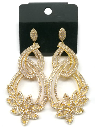 GODKI Luxury Women Wedding Dubai Copper With Gold Plated Trendy Leaf Earrings