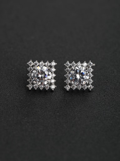 Bling bling Zircon square 925 silver Stud earrings