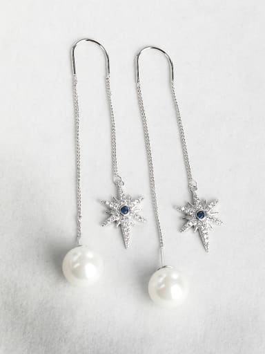 Full drilled starfish Imitation pearls Threader Earrings