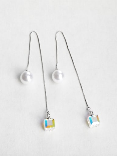 Discolored zircon Imitation pearls Threader Earrings