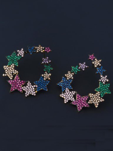 Copper With Cubic Zirconia Trendy Star Cluster Earrings