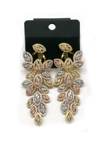 GODKI Luxury Women Wedding Dubai Copper With Mix Plated Delicate Leaf Earrings