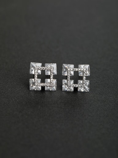 Prism  zircon   Glittering 925 Silver Earrings
