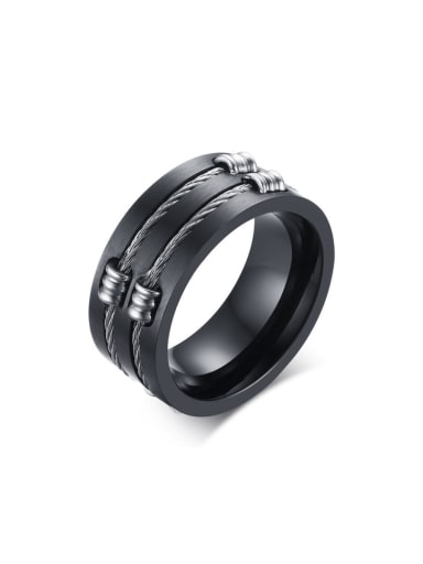 Stainless Steel With Gun Plated Punk Band Rings