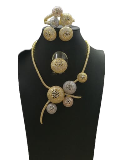 GODKI Luxury Women Wedding Dubai Copper With MIX Plated Fashion Round 4 Piece Jewelry Set