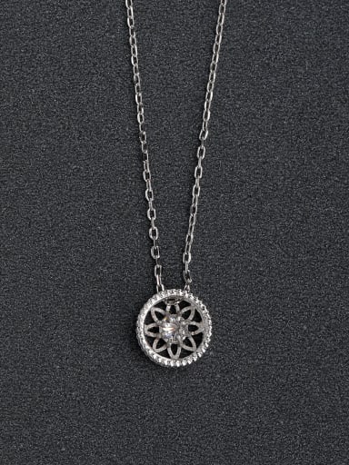 Micro inlay round flower 925 Silver Necklaces