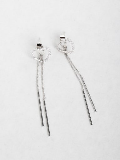 Simple heart Zircon Copper inlaid platinum Drop Earrings