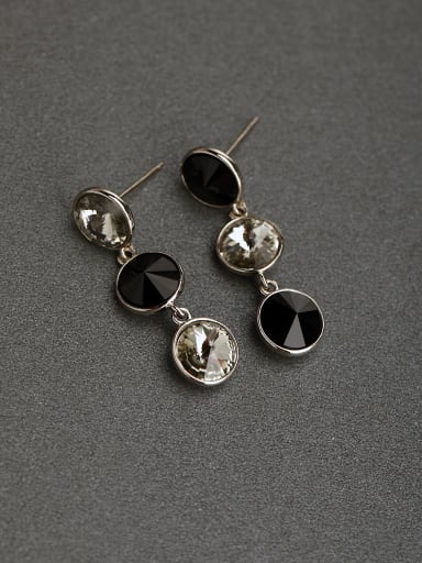 Black white crystal 925 silver Stud earrings