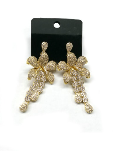 GODKI Luxury Women Wedding Dubai Copper With Gold Plated Trendy Flower Earrings