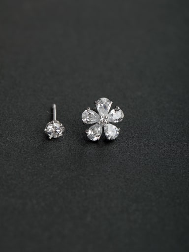 Bling bling Zircon flower 925 silver Stud earrings