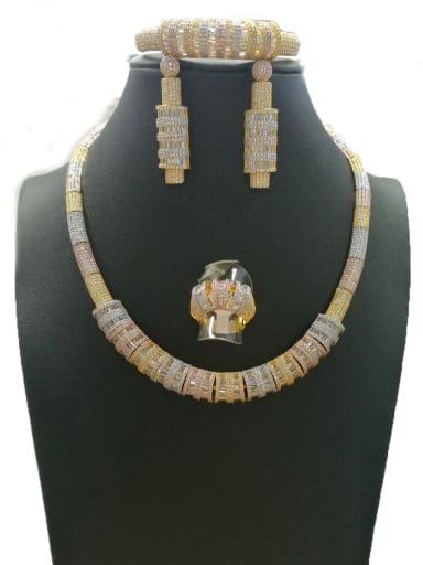 GODKI Luxury Women Wedding Dubai Copper With Mix Plated Classic Geometric 4 Piece Jewelry Set