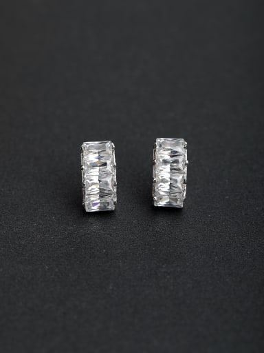 Zircon round 925 silver Stud earrings