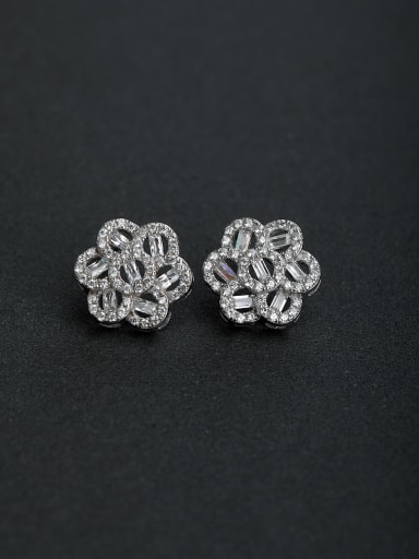 Micro inlay Zircon flower  925 silver Stud earrings