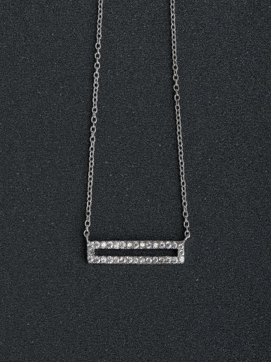 Micro inlay Zircon Rectangular hollow  925 Silver Necklaces