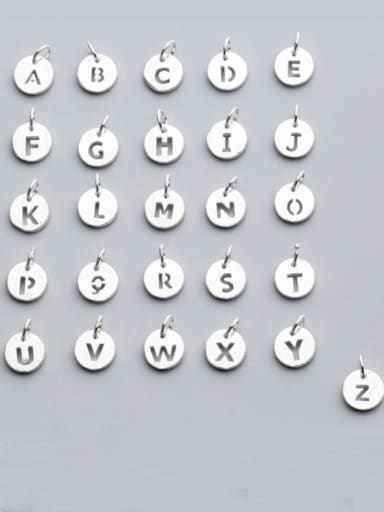 925 Sterling Silver With Silver Plated Trendy Round 26 letters Charms