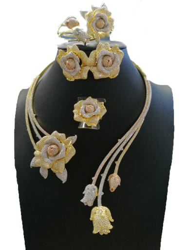 custom GODKI Luxury Women Wedding Dubai Copper With Gold Plated Fashion Rosary 4 Piece Jewelry Set