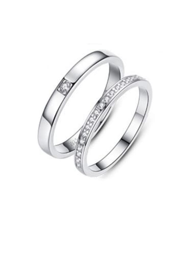 925 Sterling Silver With Cubic Zirconia Simplistic Lovers free size Rings