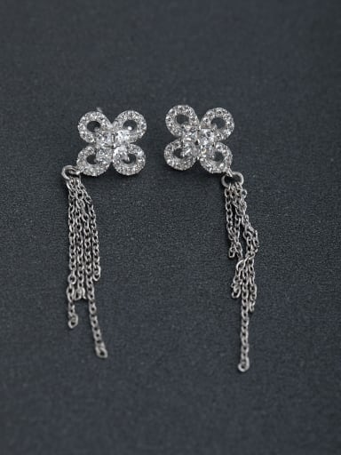 Micro inlay Zircon flower 925 silver Drop Earrings