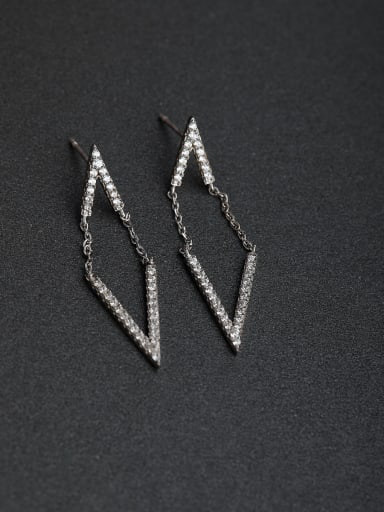 Micro inlay Zircon Unique triangle 925 silver Stud earrings