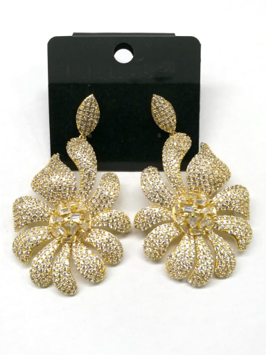 GODKI Luxury Women Wedding Dubai Copper With Gold Plated Fashion Flower Drop Earrings
