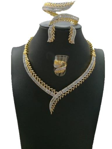 GODKI Luxury Women Wedding Dubai Copper With Mix Plated Fashion Fringe 4 Piece Jewelry Set