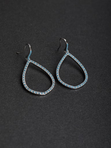 Blue Micro inlay Zircon Big Drop shaped 925 silver Stud earrings