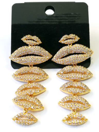 GODKI Luxury Women Wedding Dubai Copper With Gold Plated Fashion Lips Earrings