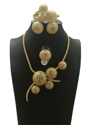 GODKI Luxury Women Wedding Dubai Copper With Gold Plated Fashion Round 4 Piece Jewelry Set