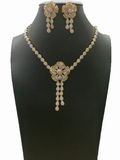 GODKI Luxury Women Wedding Dubai Copper With Mix Plated Fashion Water Drop 2 Piece Jewelry Set