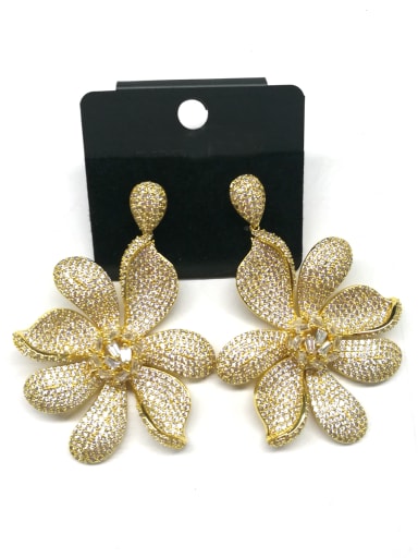 GODKI Luxury Women Wedding Dubai Copper With Gold Plated Classic Flower Earrings