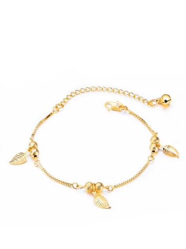 Copper With Imitation Gold Plated Fashion Leaf Anklets