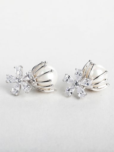 Bling bling flower Imitation pearls  Cluster Earrings