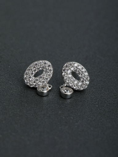 Inlaid Rhinestone Ellipse 925 silver Stud earrings