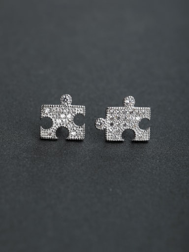 Bling bling Micro inlay Zircon Jigsaw 925 silver Stud earrings