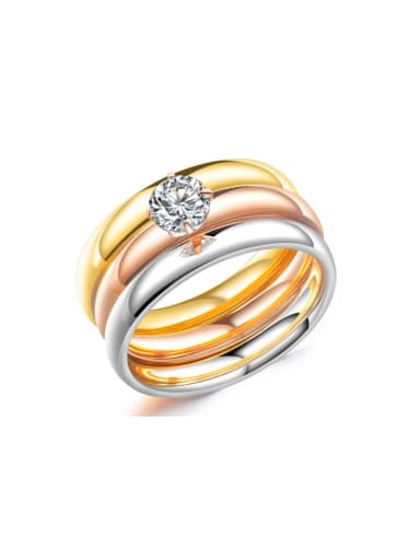 Stainless Steel With Gold Plated Classic Tricolor gold Band Rings