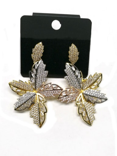 GODKI Luxury Women Wedding Dubai Copper With Mix Plated Fashion Leaf Earrings