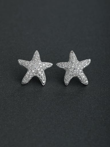 Micro inlay Zircon star lmitation pearls 925 silver Stud earrings