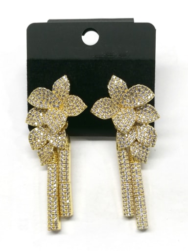 GODKI Luxury Women Wedding Dubai Copper With Gold Plated Trendy Flower Drop Earrings