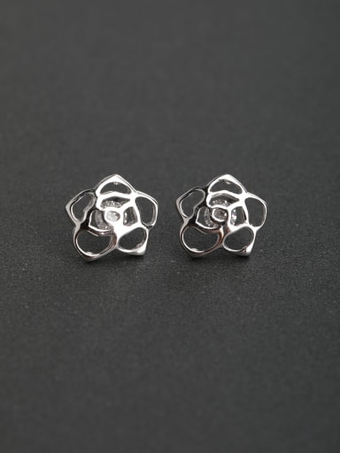 Glossy flowers Simple classic 925 silver Stud earrings
