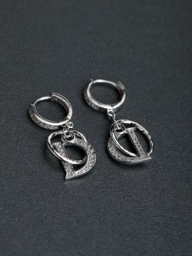 Micro inlay Rhinestone LetterD 925 silver Stud earrings