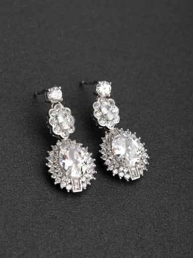 Micro inlay Zircon oval bling bling 925 silver Drop Earrings