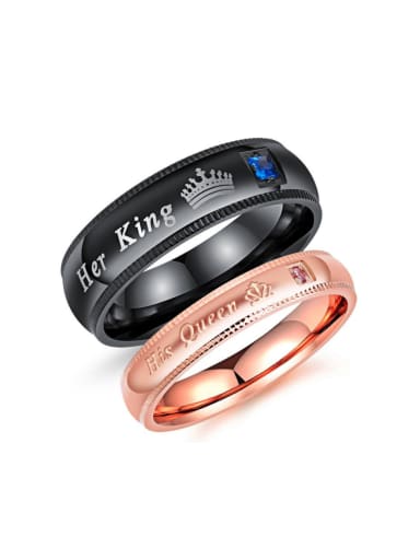 Stainless Steel With Rose Gold Plated Romantic Couple ring