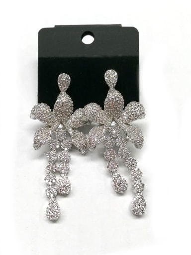 GODKI Luxury Women Wedding Dubai Copper With White Gold Plated Trendy Flower Earrings