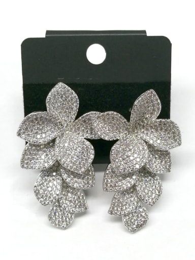 GODKI Luxury Women Wedding Dubai Copper With White Gold Plated Classic Leaf Stud Earrings