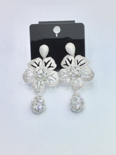GODKI Luxury Women Wedding Dubai Copper With White Gold Plated Trendy Flower Chandelier Earrings