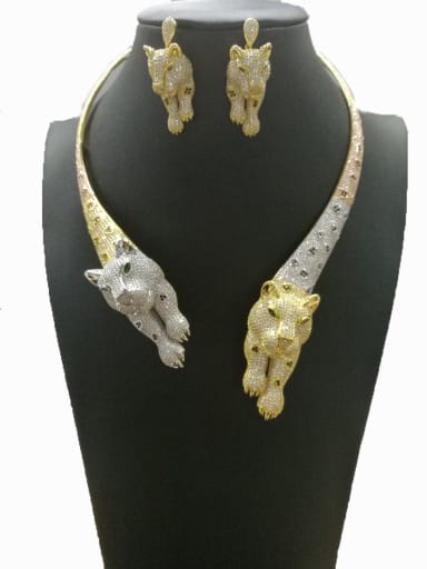 GODKI Luxury Women Wedding Dubai Copper With Mix Plated Fashion Animal 2 Piece Jewelry Set