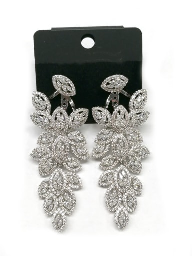 GODKI Luxury Women Wedding Dubai Copper With White Gold Plated Luxury Leaf Earrings