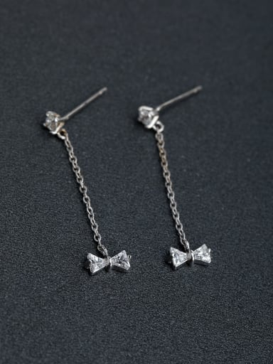 Micro inlay Zircon Bowtie 925 silver Drop Earrings