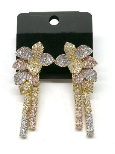 GODKI Luxury Women Wedding Dubai Copper With Mix  Plated Fashion Leaf Earrings